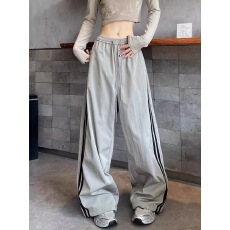 批发美式拼接侧边<b class='q'>工装裤</b>春秋款设计感潮牌宽松穿搭运动休闲高腰阔腿<b class='q'>裤</b>