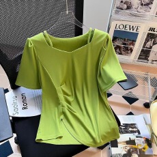 批发大码300斤大码女装新款夏季不规则正肩<b class='q'>短袖</b><b class='q'>T</b><b class='q'>恤</b>mm显瘦上衣