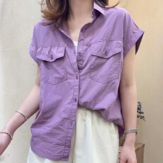 批发薄款纯棉短袖衬衣时尚半袖翻领衬衫<b class='q'>女</b>夏季新款宽松大码洋气上衣<b class='q'>女</b>