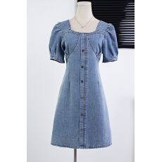 批发实拍大码女装牛仔连衣<b class='q'>裙</b>女夏季设计感小众<b class='q'>裙</b>子胖mm遮肚显瘦衬衫<b class='q'>裙</b>