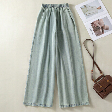 批发实拍<b class='q'>大码</b>分割大摆牛仔裤女洗水直筒高腰阔腿立体解构显瘦<b class='q'>长裤</b>女