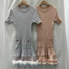 批发25年秋季新款香家logo水貂毛系列短袖套头+短袖<b class='q'>连衣裙</b>+吊带<b class='q'>连衣裙</b>