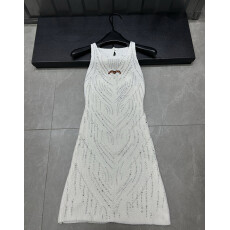 批发2025纯欲烫钻无袖背心<b class='q'>连衣裙</b>女秋季修身显瘦针织裙子辣妹包臀裙