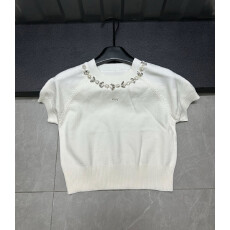 批发配<b class='q'>牛仔裤</b>的上衣女时尚款重工<b class='q'>镶钻</b>针织新夏季洋气短袖