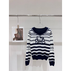 批发2025年秋冬季新品微宽显瘦趣味骷髅海军领条纹百搭款针织衫