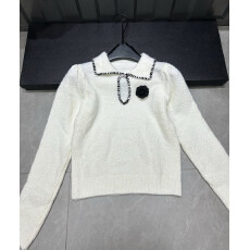 批发韩系穿搭翻领针织衫女2025秋季款套头长袖网红立体花朵上衣