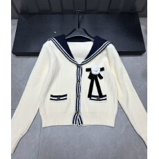 韩系海军领针织开衫女2025新款小个子百搭毛衣学院风上衣