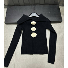 批发设计师款长袖女秋冬季新款韩版重工立体花朵<b class='q'>翻领</b>修身辣妹甜酷风衫