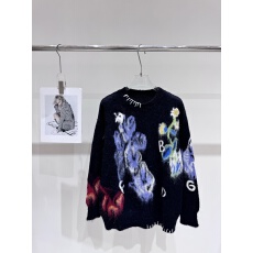 批发春秋冬季别致宽松慵懒风字母刺绣重工提花女装穿搭套头针织上衣