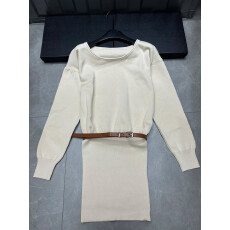 批发斜肩长袖针织<b class='q'>连衣裙</b>女秋季修身毛衣短裙纯欲风收腰包臀裙子