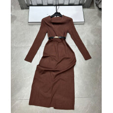 批发2025秋季新款辣妹纯欲V领长袖收腰显瘦性感包臀<b class='q'>连衣裙</b>外穿长裙