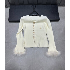 22025年春秋冬季新品修身显瘦款香香多扣圆领毛毛套头长袖针织衫