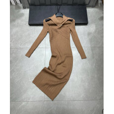 批发2025年春秋冬季新品修身显瘦辣妹风锁扣长袖简约针织<b class='q'>连衣裙</b>