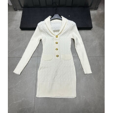 批发2025新款时尚百搭V领修身显瘦甜美洋气简约女长袖<b class='q'>连衣裙</b>针织