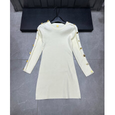 批发26早春欧美气质重工高级感异形金属扣设计针织<b class='q'>连衣裙</b>女式打底裙