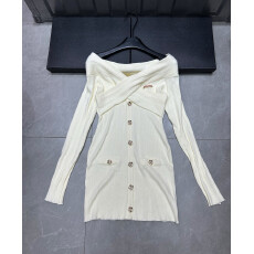 批发法式性感辣妹露肩交叉针织<b class='q'>连衣裙</b>女小众设计感显瘦包臀裙秋冬季