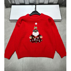 批发冬季新款<b class='q'>可爱</b>提花图案套头内搭针织衫女新年圣诞时尚洋气减龄毛衣