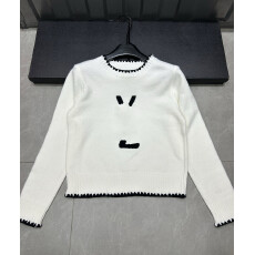 批发春秋冬季新款毛衣黑色撞色字母<b class='q'>套头</b>圆领长袖针织衫女