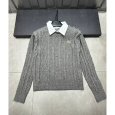 批发美式复古学院风假两件绞花黑色毛衣女秋冬季高级感正肩针织衫上衣