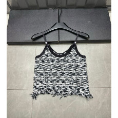 批发流苏条纹小吊带背心女设计感短款修身美背冬季辣妹风外穿无袖上衣