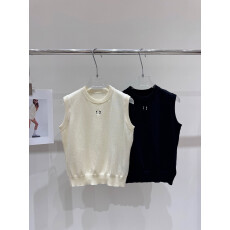 批发韩版简约无袖针织背心女新款小个子宽松显瘦百搭叠穿坎肩上衣