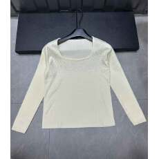 批发方领长袖烫钻针织衫女<b class='q'>修身</b>显瘦内搭打底衫上衣2025新款秋冬