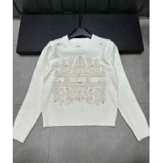 批发精致千金重工满天星刺绣圆领长袖针织衫<b class='q'>女</b>百搭显瘦毛衣上衣