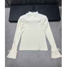 批发香香蝴蝶结秋冬季新款服装立领修身针织长袖舒适上衣