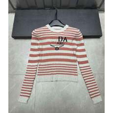 批发2025冬季新款条纹字母刺绣针织衫<b class='q'>女</b>圆领百搭毛衣