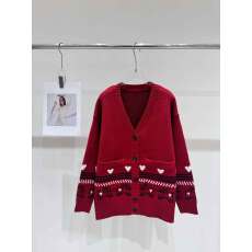 复古提花针织毛衣开衫外套女冬圣诞穿搭新款宽松慵懒上衣