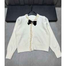 批发蝴蝶结<b class='q'>蕾丝</b>拼接针织开衫毛衣外套女可外穿内搭设计感小众上衣