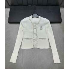 批发小香风亮片数字针织开衫女<b class='q'>修身</b>显瘦毛衣单排扣外套上衣