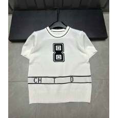 批发法式针织衫短袖T恤女薄夏季设计感小众洋气字母款修身上衣