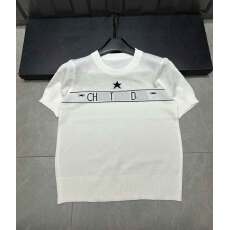 批发五角星夏季针织衫女短袖字母提花气质减龄宽松圆领半袖上衣<b class='q'>小衫</b>