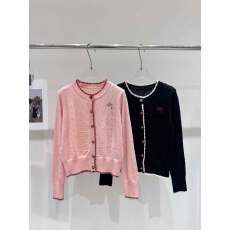 批发刺绣温柔甜美针织开衫女新款休闲风款毛衣浅粉色上衣