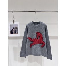 批发韩系可爱风小马提花毛衣女2025新款圆领套头针织毛衫