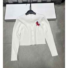 批发红色圆领针织长袖开衫毛衣女2025秋冬季新款圣诞外套小马上衣