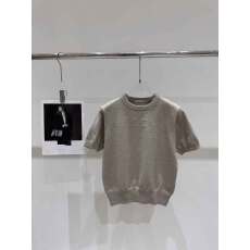 批发复古针织衫短袖T恤女<b class='q'>夏</b>季2025新款设计感宽松正肩上衣