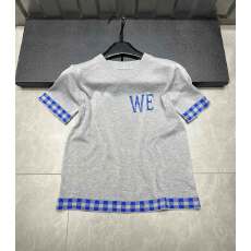 批发2026<b class='q'>夏</b>圆领时尚百搭休闲格子字母宽松通勤短袖上衣