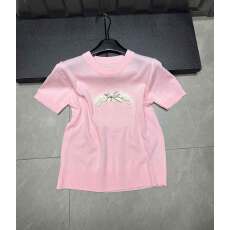 批发珍珠蝴蝶结美式短袖<b class='q'>T</b>恤夏季宽松透气高街圆领半袖上衣