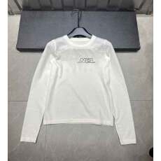 批发香香虚线字母正肩长袖<b class='q'>T</b>恤女早秋设计感小众显瘦款上衣