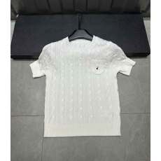 批发刺绣麻花<b class='q'>毛衣</b>女圆领针织衫短袖女修身款上衣T恤夏季