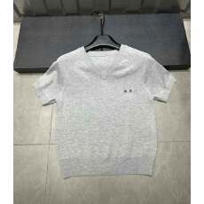 批发日韩系复古小字母 V 领短袖针织衫女秋内外百搭简约叠穿打底毛衣