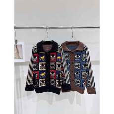 批发香香翻领排扣毛衣马年新年男女同款慵懒宽松针织开衫夹克外套