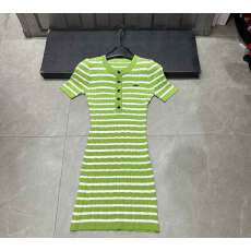 批发纯欲辣妹撞色条纹针织短袖<b class='q'>连衣裙</b>女夏季新款修身显瘦包臀短裙