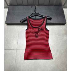 批发设计感条纹字母圆领<b class='q'>背心女</b>秋冬欧货拼色条纹毛衣修身款打底衫