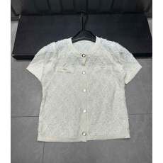 批发小香风白色菱格<b class='q'>亮片</b>针织短袖<b class='q'>t</b><b class='q'>恤</b>女夏季新款气质宽松款上衣