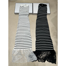 批发2026年春夏新款针织字母条纹抹胸<b class='q'>连衣裙</b>