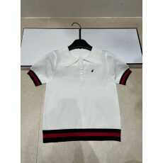 批发2026年春夏新款针织撞色翻领短袖套头宽松百搭女上衣