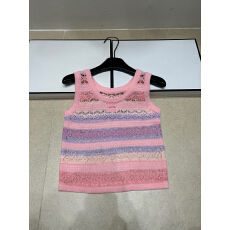 批发2026年春夏新款针织渐变镂空<b class='q'>无袖</b>套头背心修身显瘦百搭女背心